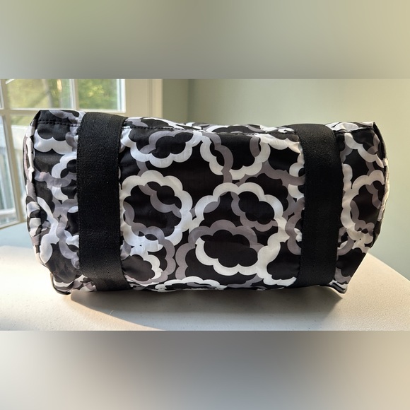 LeSportsac Large Shoulder Bag Purse Double Handles w/Metal Loops Black & White - Picture 9 of 15